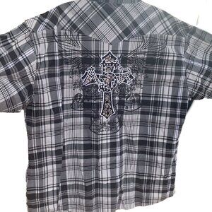 Beyond the Limit Mens Y2K Shirt Sz 4X 5AR Embroidered PearlSnap Harley D Style